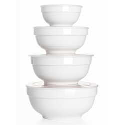 Dowan Porcelanaste Sklede s Pokrovi - Set 4 za Shranjevanje in Serviranje Hrane. Različne Velikosti (355-1893 ml), Vsestranske za Kuhinjo, (22137424) Cene