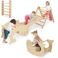 Igračke i hobiji 7 v 1 plezalo s toboganom otroški leseni plezalni set (3+) Cene