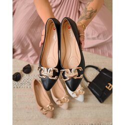 Resti Black women's pointed-toe ballerinas with embellishment on the nose Figgda Cene