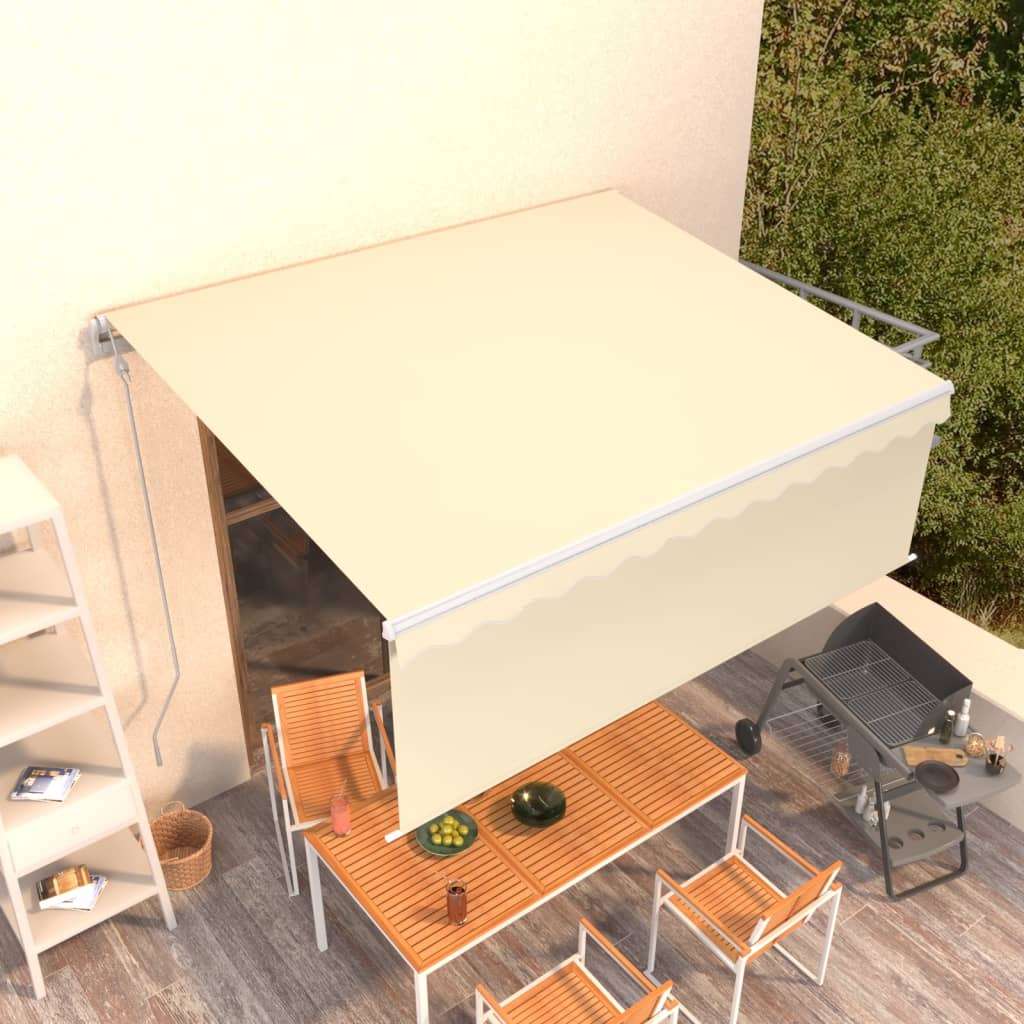 vidaXL Avrtomatsko zložljiva tenda s senčilom 4x3 m krem Cene