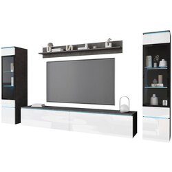 Livetastic Dnevni Regal Vera, Bela, Antracit, 4-Delno, Led Cene