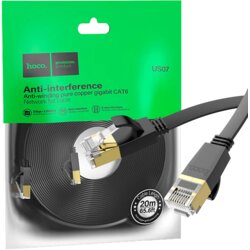 hoco. Hoco Mrežni kabl, CAT6, Gigabit Ethernet, flat, 20 met., crna - US07 General, 20 met., Crni Cijene