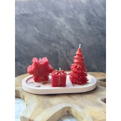 Aberto Design set božićnih sveća na tacni christmas 5, 3 komada, crveno-beli Cene