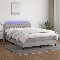  Krevet box spring s madracem LED svjetlosivi 140x190 cm tkanina Cijene