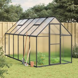 vidaXL Rastlinjak z okvirjem antracit 334x169x195 cm aluminij Cene