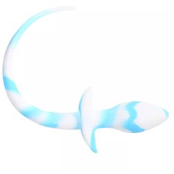 Kiotos anal plug dog tail white/blue Cene