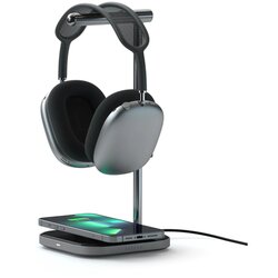 Satechi 2-IN-1 headphone stand w wireless charger usb-c (cable inc., adapter not inc.) - space grey) Cene