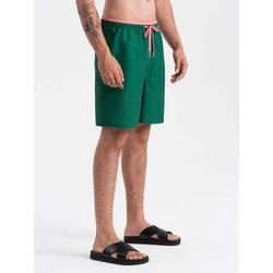 Ombre Men's two-tone ribbed swim shorts - dark green Cene