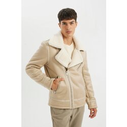 Defacto Slim Fit Faux Leather Jacket Slim Cut Zipper Collar Faux Für Lined Zipper Cene