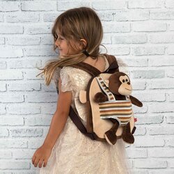 PERLETTI Reverzibilni ruksak Max Monkey s plišanom igračkom 25 cm Cene