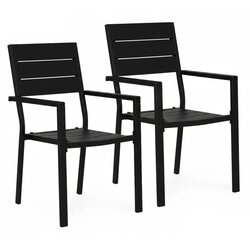 Multi Garden Set od 2 vrtne stolice za terasu ili balkon, čelik i HDPE, crne Cene