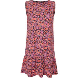 Trendyol Red Floral Printed Zero Sleeve Flounced Shift/Straight Ribbed Flexible Knitted Mini Dress Cene