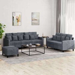 vidaXL 3-dijelni set sofa s jastucima tamnosivi baršunasti Cijene