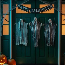 Halloween Ob Hanging Ghost 3 pcs Crna 66 x 110 cm Poliester Cene