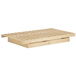Karup Design Krevet od masivnog bora s prostorom za odlaganje s podnicom 90x200 cm u prirodnoj boji Kanso – Cene