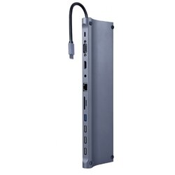 Gembird Adapter USB-C 11-v-1 USB, HDMI, LAN, VGA, PD, čitalec kartic + audio, (20442043) Cene