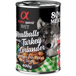Alpha Spirit Dog Meatballs 6 x 400 g - puran in koriander Cene