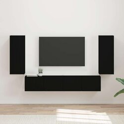 Crna Set omare za televizijo na steni 4 pcs Črna Konstruiran les, (5000132477) Cene