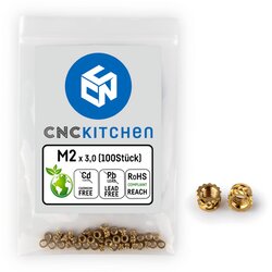 CNC Kitchen Threaded Inserts M2 Standard, M2 x 3.0 (100 pcs) Cene