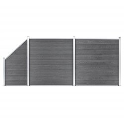 vidaXL set WPC ograda 2 kvadratne + 1 kosa 446 x 186 cm sivi Cijene