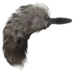 OHMAMA ANAL OHMAMA SILVER BUTT PLUG 12 CM AND BLACK TAIL Cene