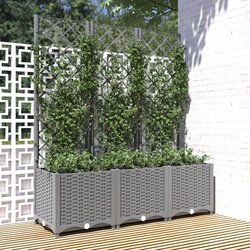 vidaXL Vrtna sadilica s rešetkom svjetlosiva 120 x 40 x 136 cm PP Cijene