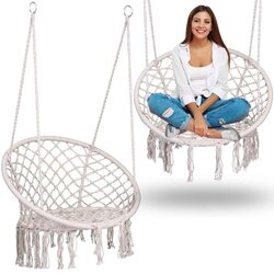 Sofotel Stylish Beige Boho Hanging Garden Swing Chair for Ultimate Relaxation, (21740812) Cene