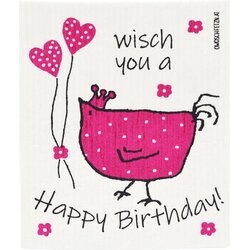 OWOSCHFETZN Spužvasta krpa "Henne Berta - Happy Birthday" - Ružičasta Cene