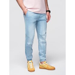Ombre Men's denim joggers with asymmetrical stitching - blue Cijene