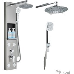 Oem Sprchový panel s batériou, masážny jet, dažďová sprcha - niklový-F-7001, (5000141723) Cene