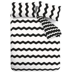 Sassy B Črno-bela enojna posteljnina 135x200 cm Waves – Cene