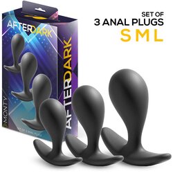 Afterdark Monty Set of 3 Anal Plugs Black Cene