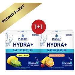 Kaltex 1+1 Gratis HYDRA+ Elektroliti u prahu – Limun-Limeta + Narandža-Tropical Cene