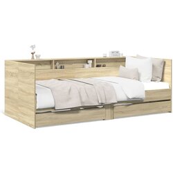 vidaXL Dnevni krevet s ladicama boja hrasta sonome 90 x 190 cm drveni Cijene