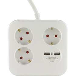 REV PowerQuad 3-fold 2x USB white Multiple Socket Outlet Cene