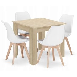  Garnitura kvadratnog stola 80x80 sonoma hrast + 4 MARK bijele stolice Cijene