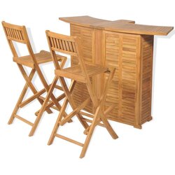 Bistro 3-dijelni bistro set sa sklopivim stolicama od masivne tikovine Cene