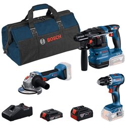 Bosch aku set (GBH18V-22 + GSR18V 45 + GWS18V + 1x4Ah + 1x2Ah) 0.615.A50.061 Cene