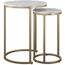 CosmoLiving by Cosmopolitan bele/v zlati barvi okrogle mizice v kompletu 2 ks v marmornem dekorju ø 45 cm amelia – Cene