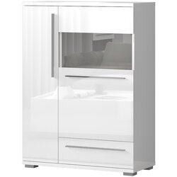 Jela Jagodina vitrina V90-2KS1F/PN - kolekcija piano - bela lak/kristalno bela hg lak - 90x123x40 cm Cene