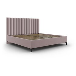 Mazzini Beds Svetlo rožnata oblazinjena zakonska postelja s prostorom za shranjevanje z letvenim dnom 180x200 cm Casey – Cene