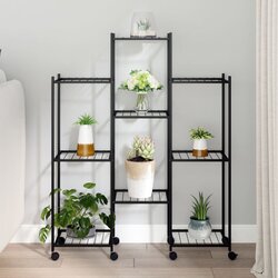 vidaXL stalak za cvijeće s kotačima 83 x 25 x 103,5 cm crni željezni Cijene