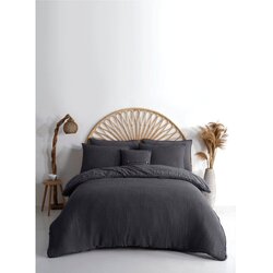Mila Home Luxury Antracitno siva enojna posteljnina iz renforce bombaža 140x200 cm Waffle Striped – Cene