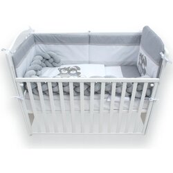 Fim Baby posteljina za krevetac sa ogradicom Meda i Zeka, siva Cene