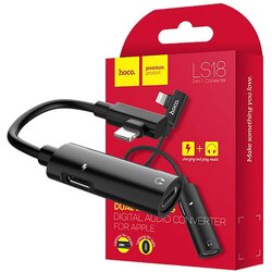 Hoco Adapter za slušalice 2in1, iPhone,Lightning na 2 x Lightning - LS18, Crni Cijene