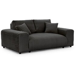 Ropez Temno siva sedežna garnitura iz rebrastega žameta 178 cm Justin – Cene