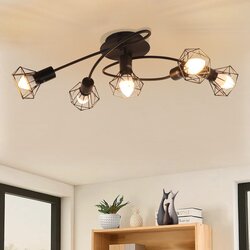 Nettlife LED stropna svetilka E14 črna stropna svetilka 5 žarnic industrijska nastavljiva reflektorska svetilka retro vintage, (22116894) Cene