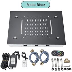 Oem Stropná sprchová hlavica, funkcia dažďa, LED napájaná prúdom vody - Matná čierna LED, (5000141737) Cene