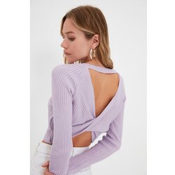 Trendyol lilac back detailed knitwear sweater Cene