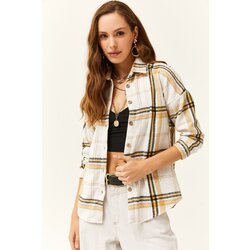 Olalook Women's Ecru Yellow Plaid Lumberjack Shirt Cijene